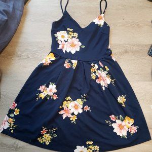Navy blue floral dress